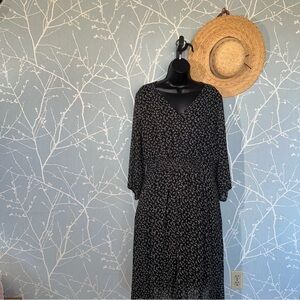 Motherhood Maternity Black Polka Dot Midi Dress Size M Baby Shower Work